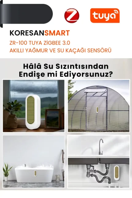 ZR100 Tuya Zigbee Akıllı Yağmur ve Su Kaçağı Sensörü