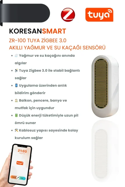 ZR100 Tuya Zigbee Akıllı Yağmur ve Su Kaçağı Sensörü