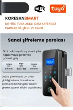 KG-16C Tuya Akıllı Cam Kapı Kilidi – Parmak İzi, Şifre ve Kartlı - Smart Koresan