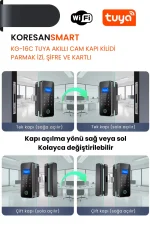 KG-16C Tuya Akıllı Cam Kapı Kilidi – Parmak İzi, Şifre ve Kartlı - Smart Koresan