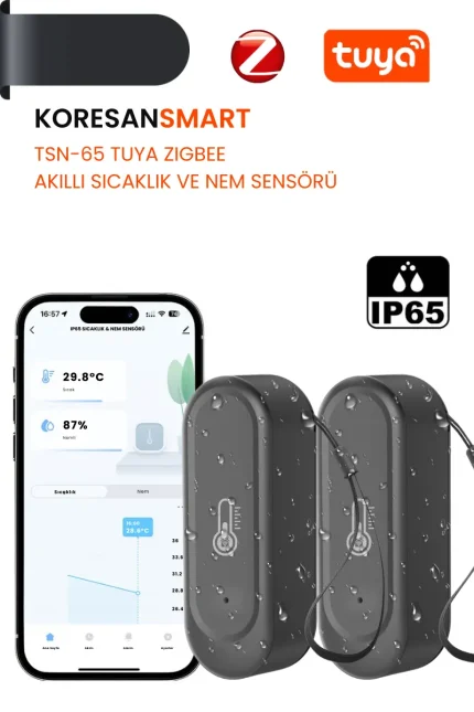 TSN-65 Tuya WiFi ve Zigbee Akıllı Sıcaklık ve Nem Sensörü IP65