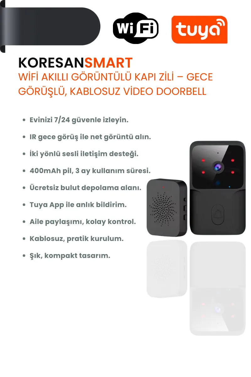 Tuya WiFi Akıllı Görüntülü Kapı Zili Tuya WiFi Akıllı Görüntülü Kapı Zili