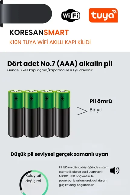 K10N TUYA WIFI AKILLI KAPI KİLİDİ