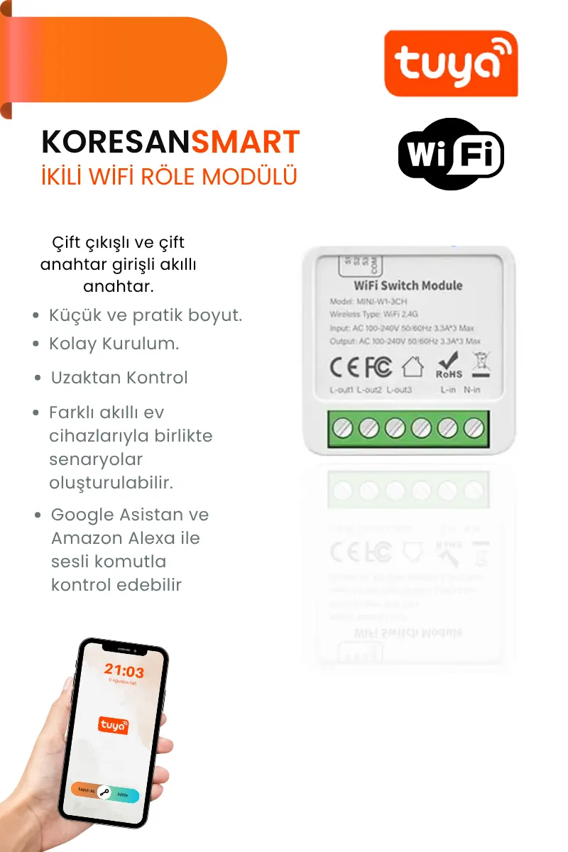 ikili tuya wifi role modülü switch ikili tuya wifi role modülü switch
