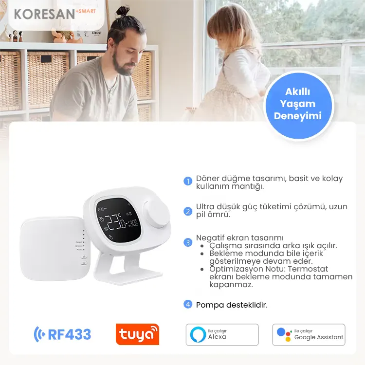 Tuya Wifi Kablosuz Kombi Termostatı akıllı yaşam deneyimi görseli