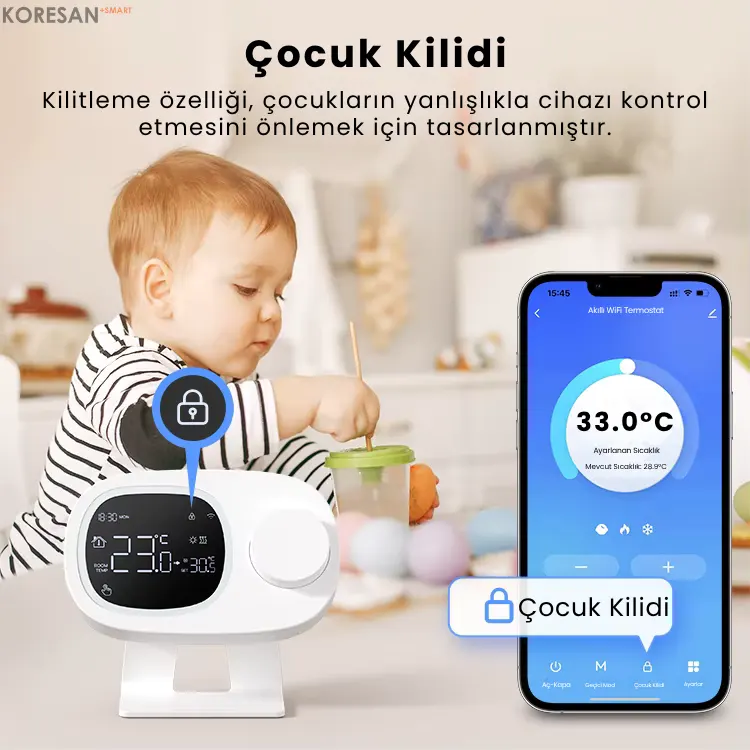 Tuya Wifi Kablosuz Kombi Termostatı çocuk kilidi özelliği akıllı uygulama