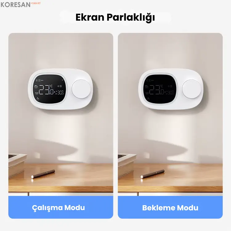 Tuya Wifi Kablosuz Kombi Termostatı ekran parlaklığı çalışma ve bekleme modu