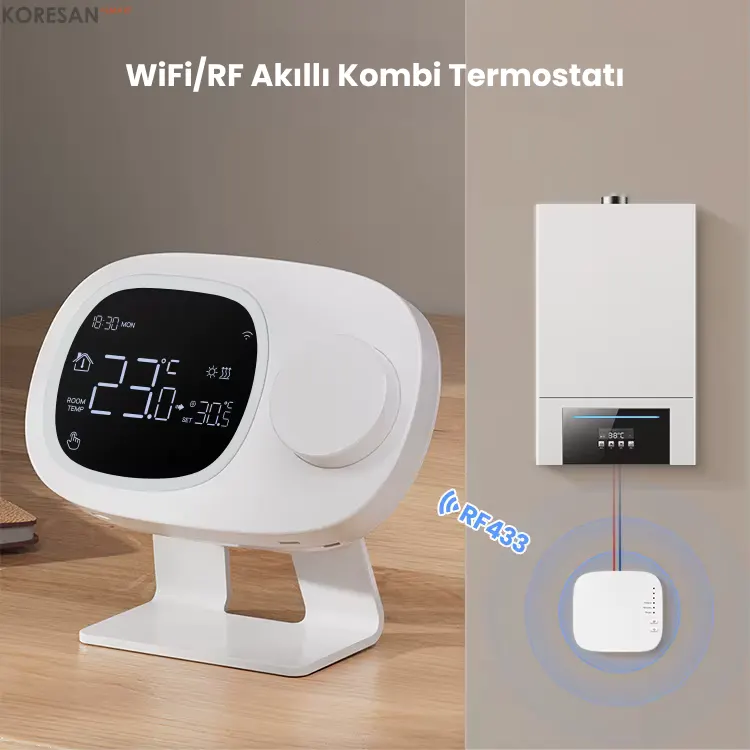 Tuya Wifi Kablosuz Kombi Termostatı RF433 kombi bağlantı görseli