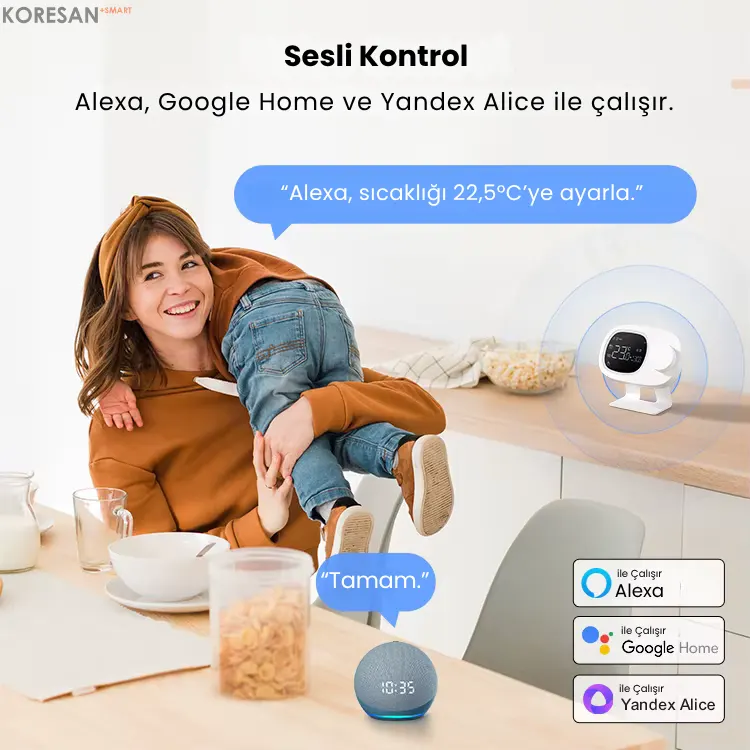 Tuya Wifi Kablosuz Kombi Termostatı Alexa Google Home sesli kontrol uyumlu