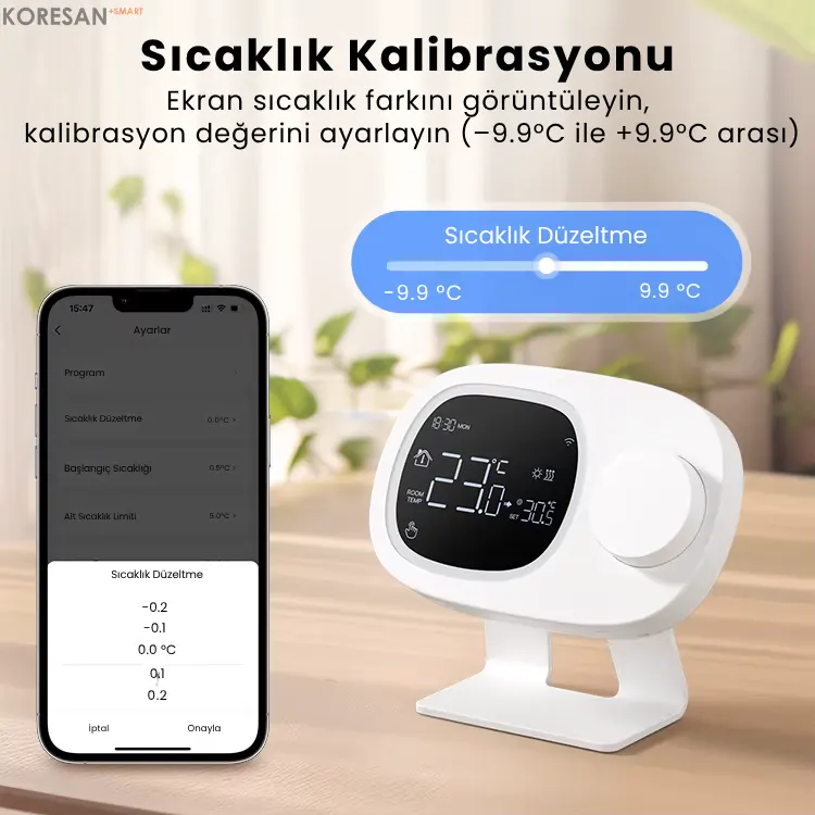 Tuya Wifi Kablosuz Kombi Termostatı sıcaklık kalibrasyon ayarı