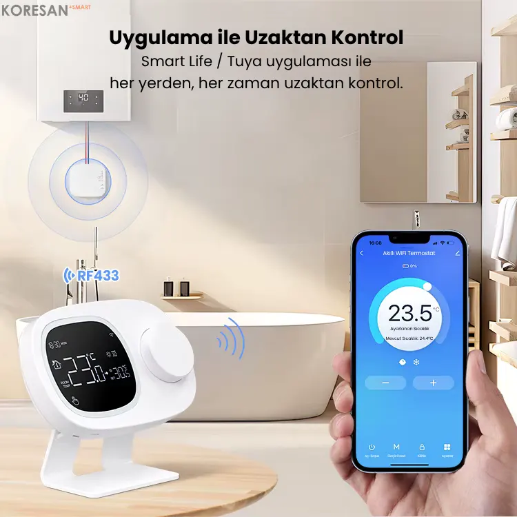 Tuya Wifi Kablosuz Kombi Termostatı akıllı telefon uygulamasıyla uzaktan kontrol