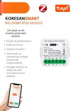 Mini İkili Zigbee Tuya Röle Anahtar Modülü + RF Alıcılı - Smart Koresan