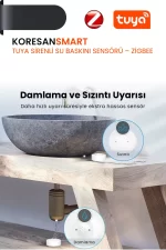 Tuya Sirenli Su Baskını Sensörü Zigbee damlama ve sızıntı uyarısı ekstra hassas akıllı sensör