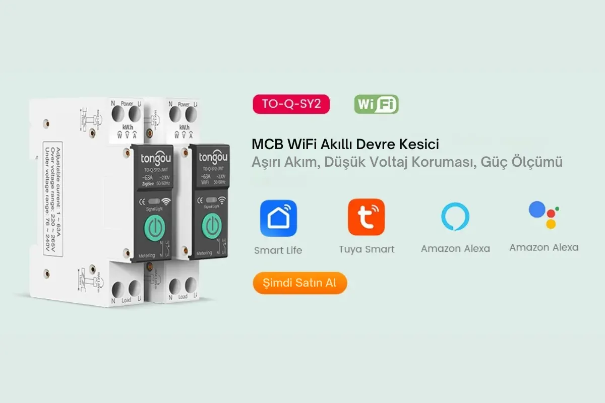 MCB WiFi Akıllı Devre Kesici – Aşırı Akım, Düşük Voltaj Koruması ve Güç Takibi