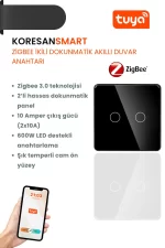 Zigbee İkili Dokunmatik Akıllı Duvar Anahtarı cam panel