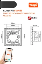 Zigbee İkili Dokunmatik Akıllı Duvar Anahtarı teknik ölçü