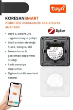 Zigbee İkili Dokunmatik Akıllı Duvar Anahtarı Tuya uyumlu