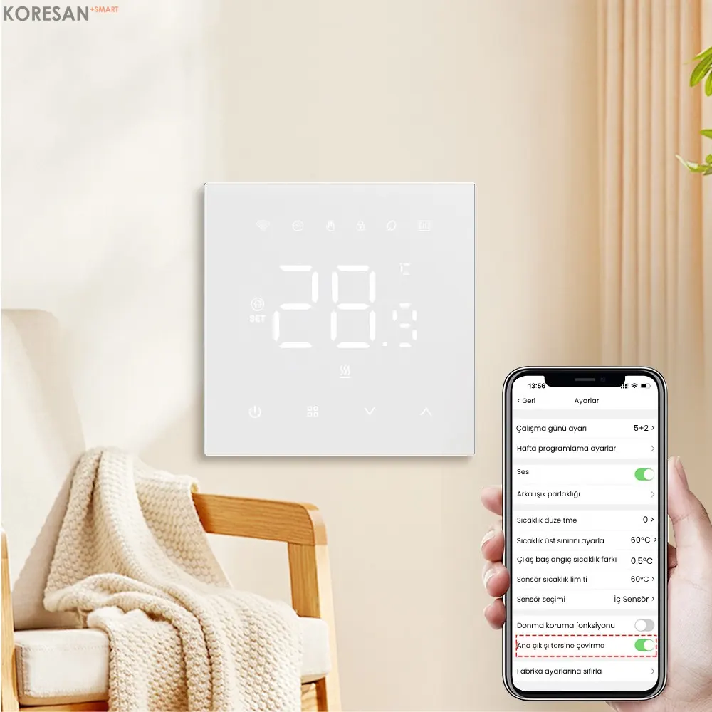 WiFi Akıllı Kombi Termostatı – Dokunmatik Oda Sıcaklık Kontrolü