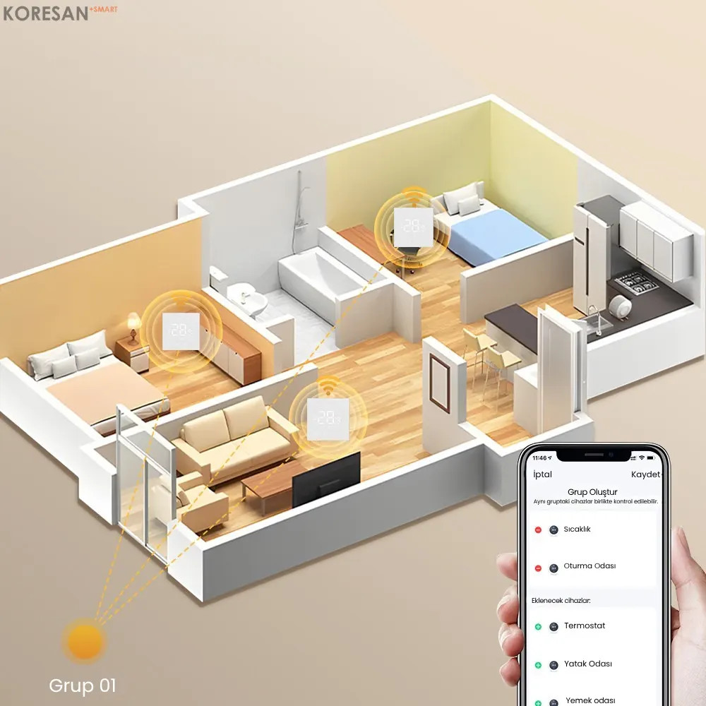 WiFi Akıllı Kombi Termostatı – Dokunmatik Oda Sıcaklık Kontrolü
