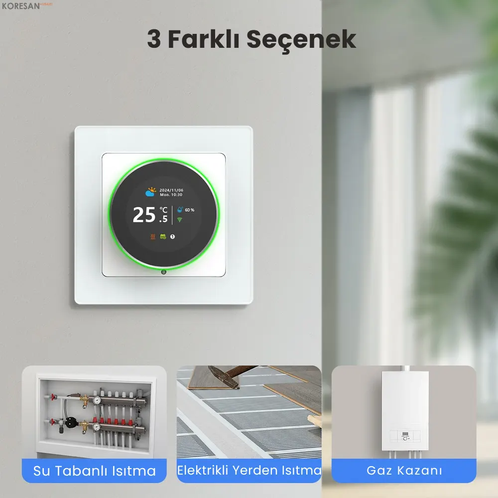 WiFi Knob Akıllı Termostat – üç farklı ısıtma seçeneği