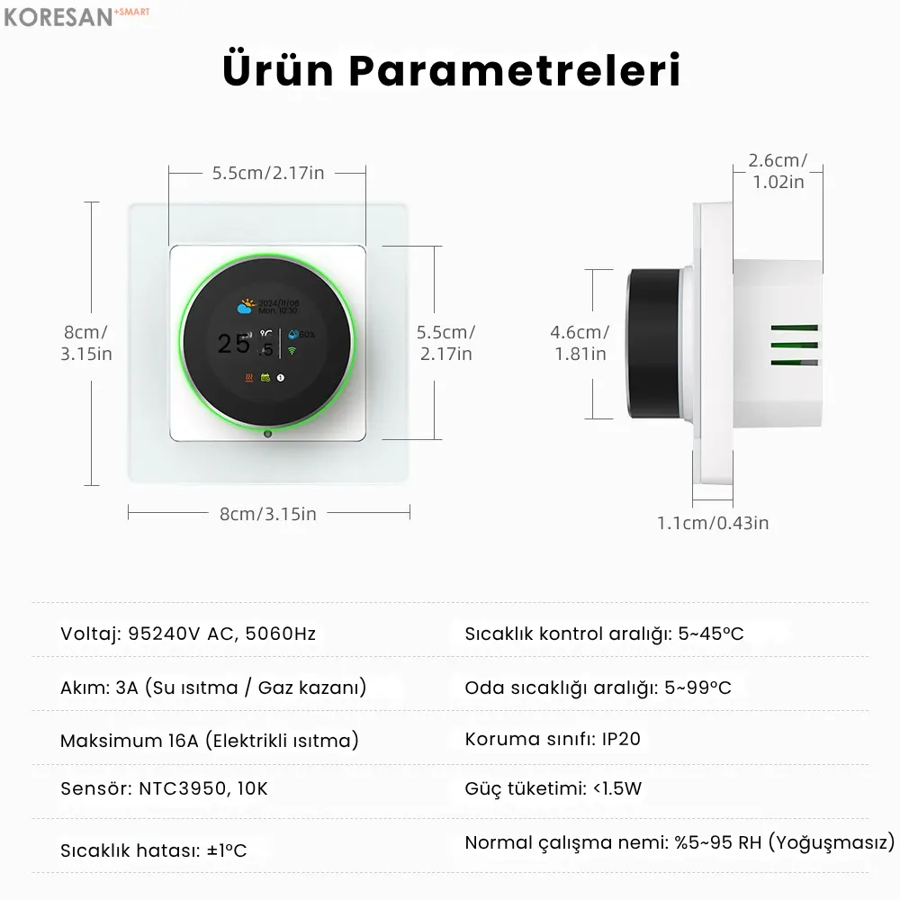 WiFi Knob Akıllı Termostat – Dokunmatik Kombi Kontrolü