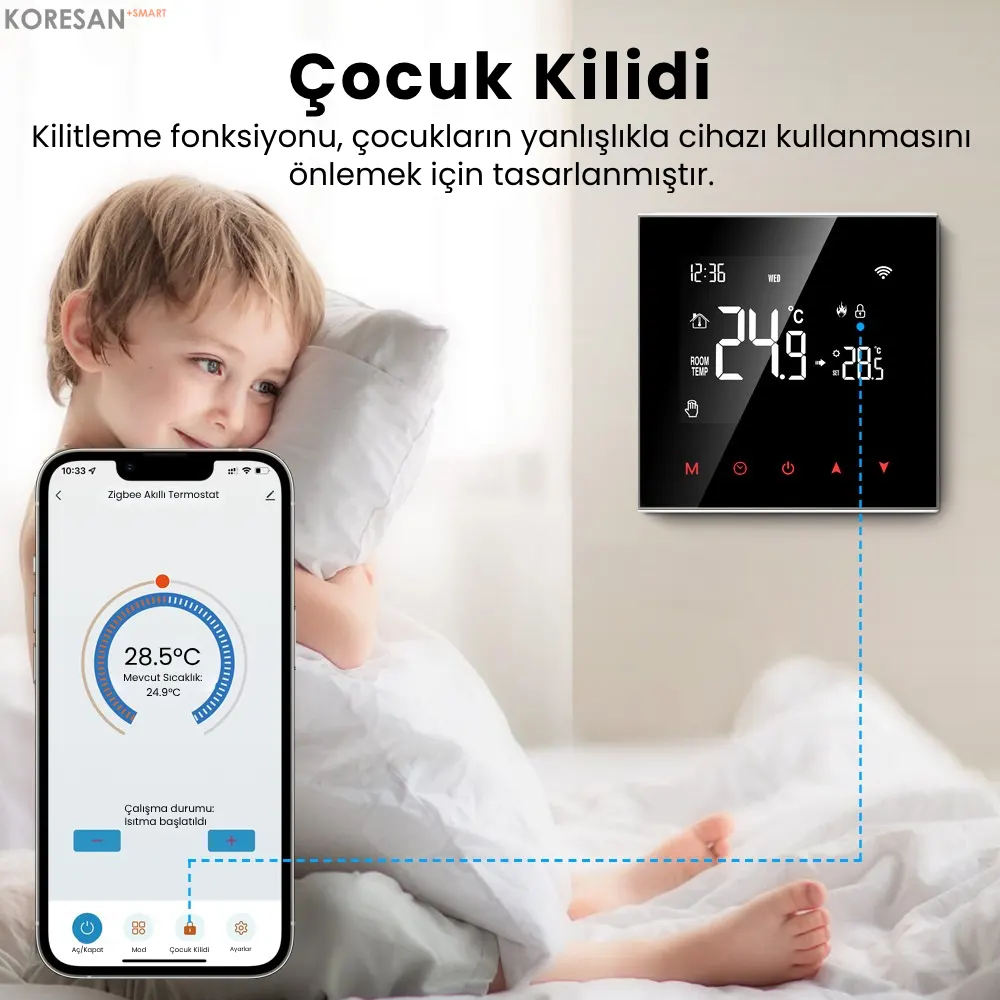 Zigbee Akıllı Kombi Termostatı – Dokunmatik Oda Sıcaklık Kontrolü