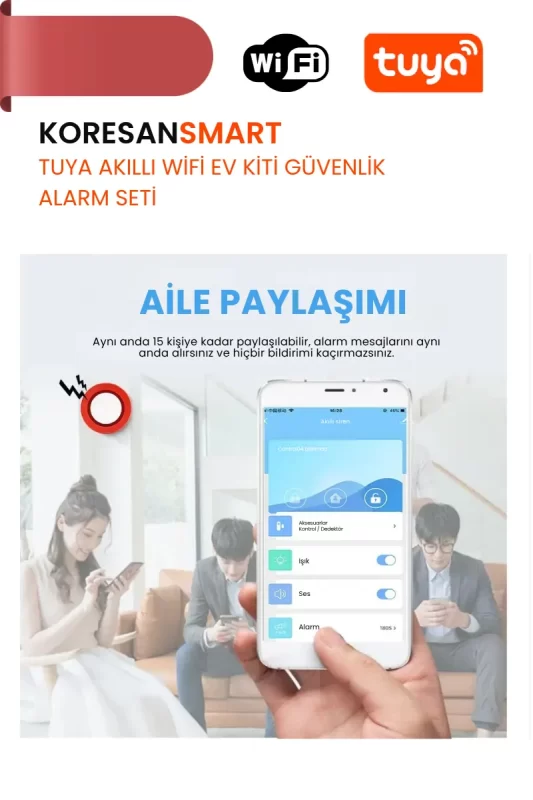 Tuya Akıllı Wifi Ev Kiti Güvenlik Alarm Seti Aile Paylaşımı