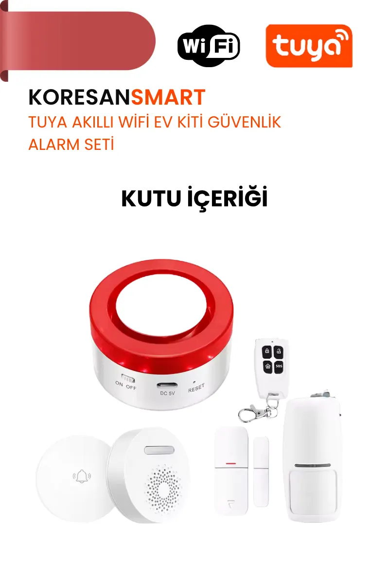 tuya akilli wifi ev kiti guvenlik alarm seti kutu icerigi