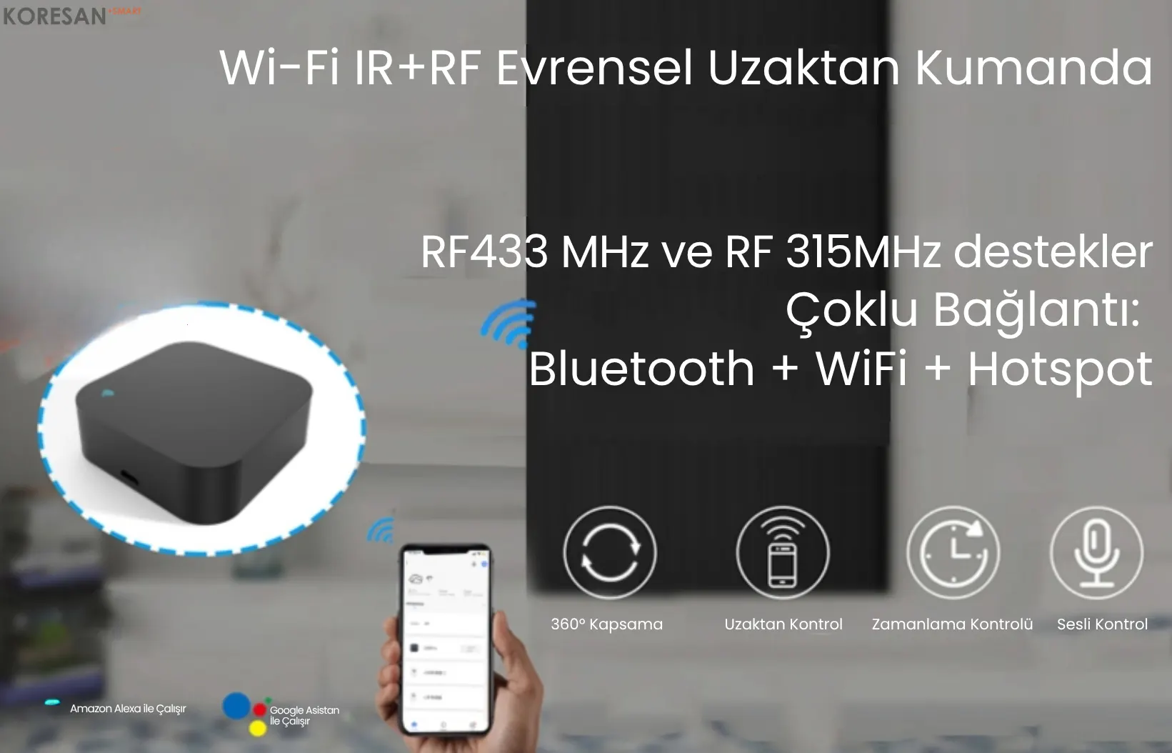 WiFi IR+RF Akıllı Universal Kumanda – Alexa ve Google Uyumlu