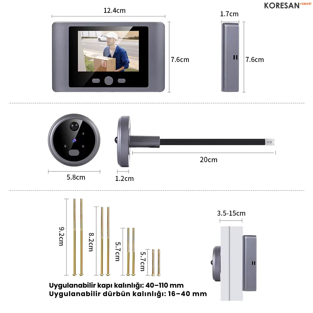 KD-100 ölçüler ve uyumluluk