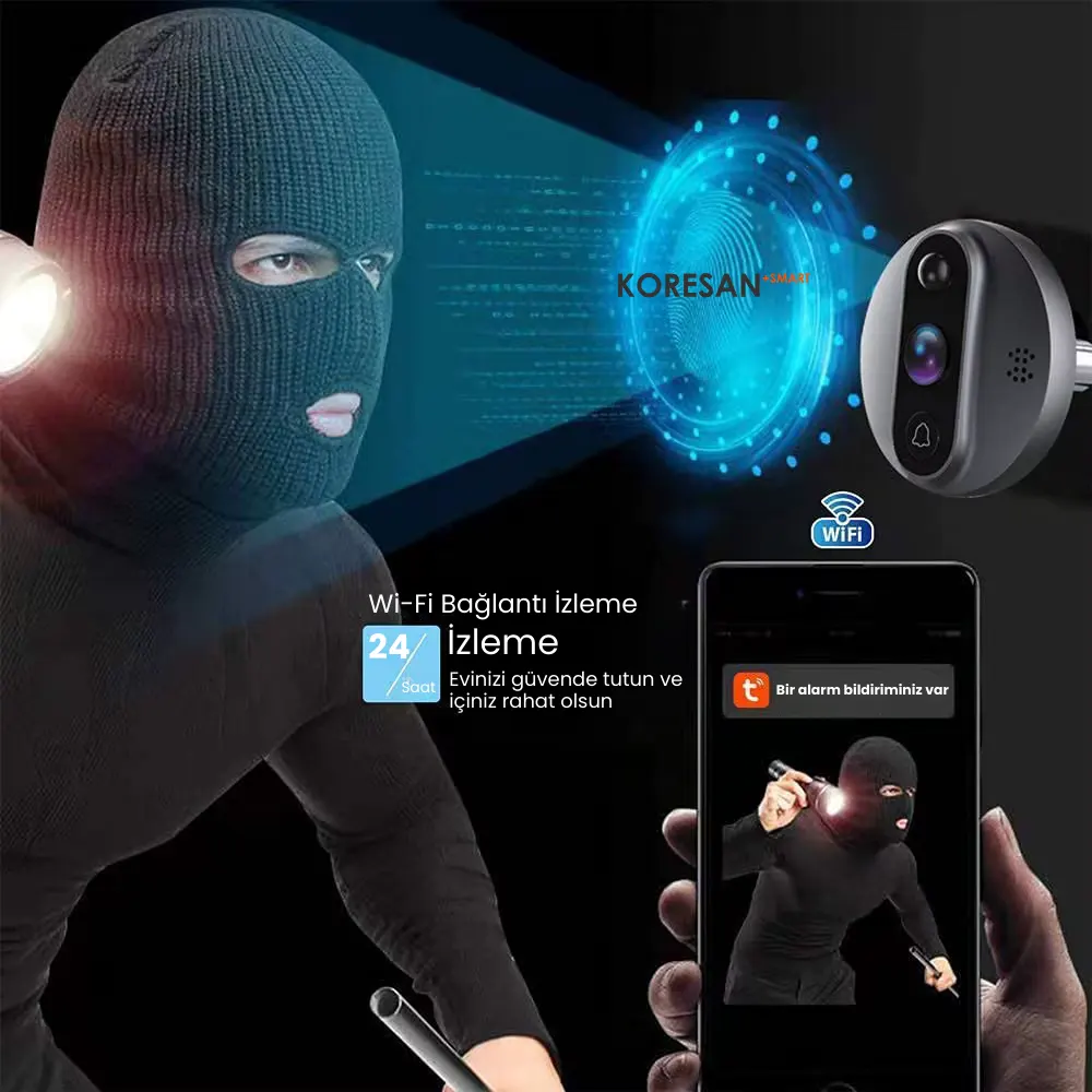 KDW4 Tuya Wifi Akıllı Kapı Dürbünü 24 saat izleme