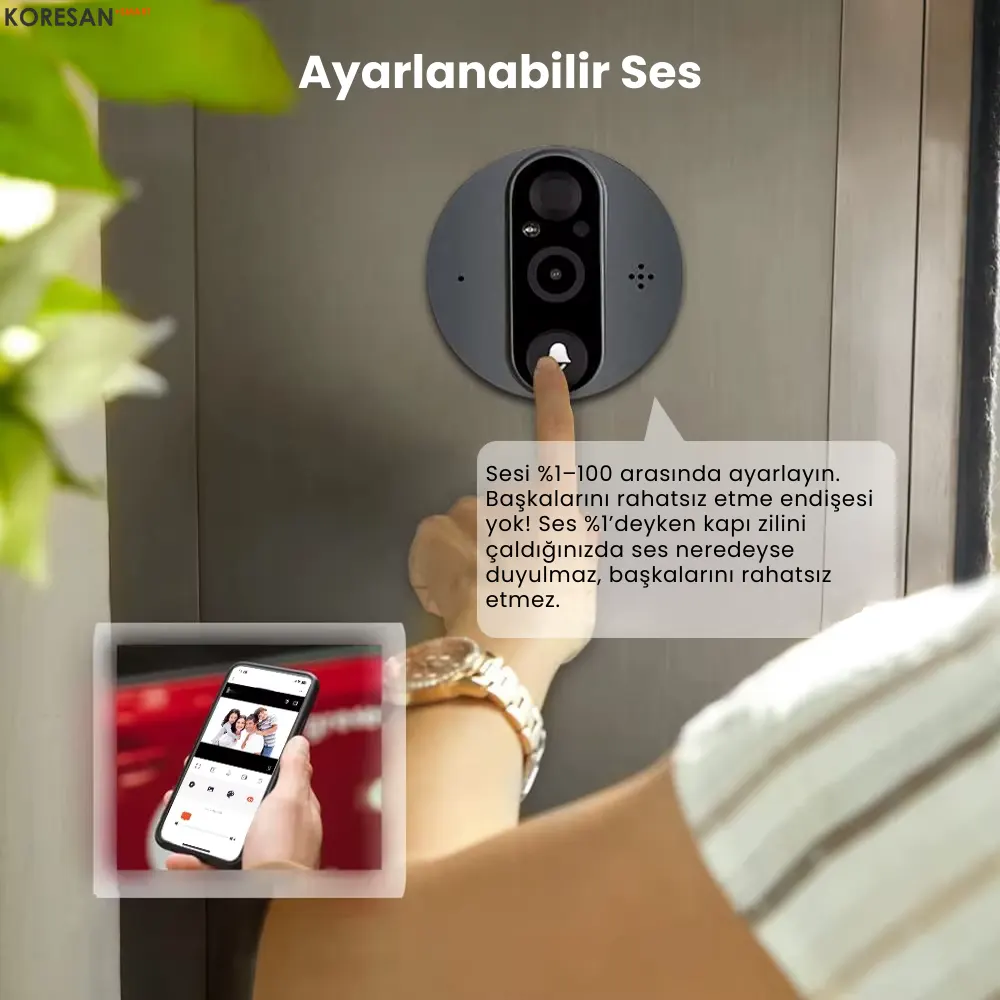 KDW4 Tuya Wifi Akıllı Kapı Dürbünü ayarlanabilir ses