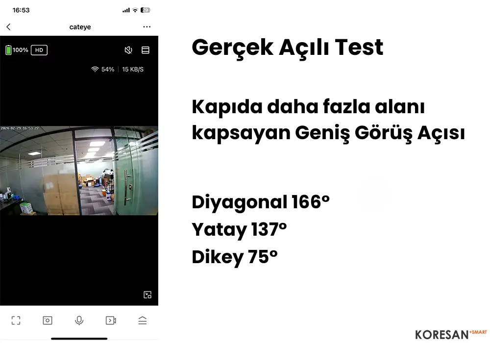 KDW4 Tuya Wifi Akıllı Kapı Dürbünü geniş görüş açısı testi