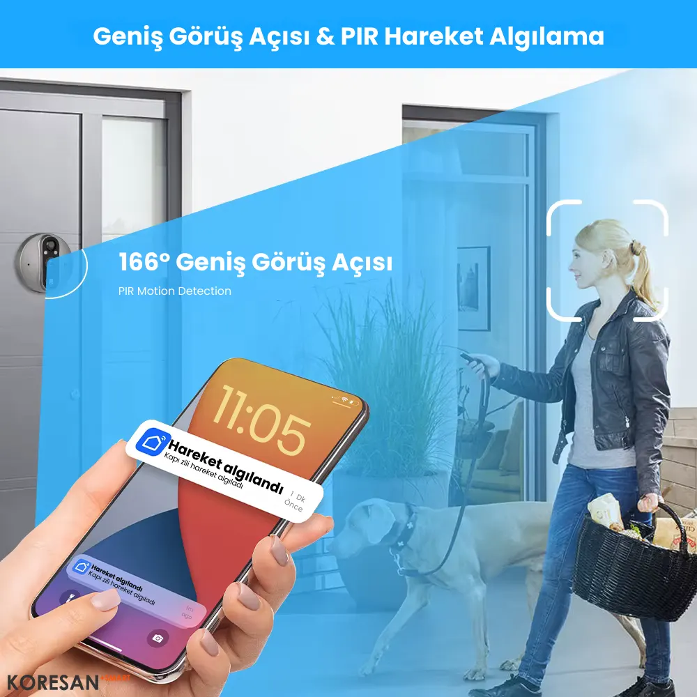 KDW4 Tuya Wifi Akıllı Kapı Dürbünü geniş görüş açısı