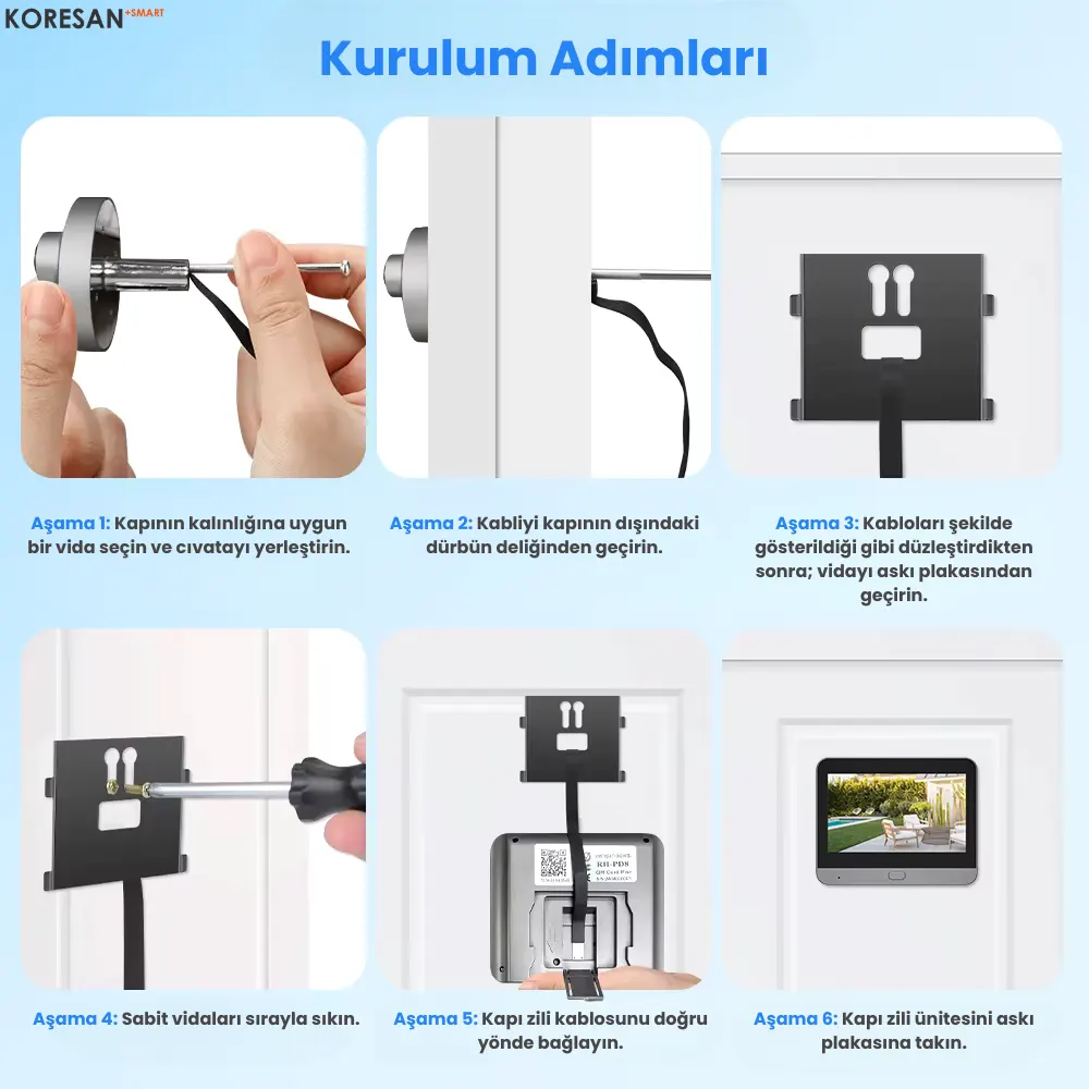 KDW4 Tuya Wifi Akıllı Kapı Dürbünü kurulum adımları