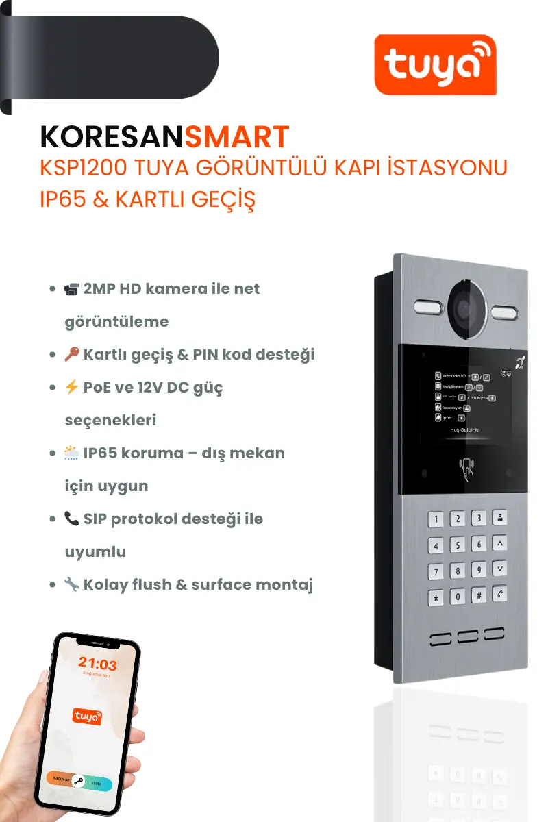 KSP1200 Tuya Görüntülü Kapı İstasyonu KSP1200 Tuya Görüntülü Kapı İstasyonu