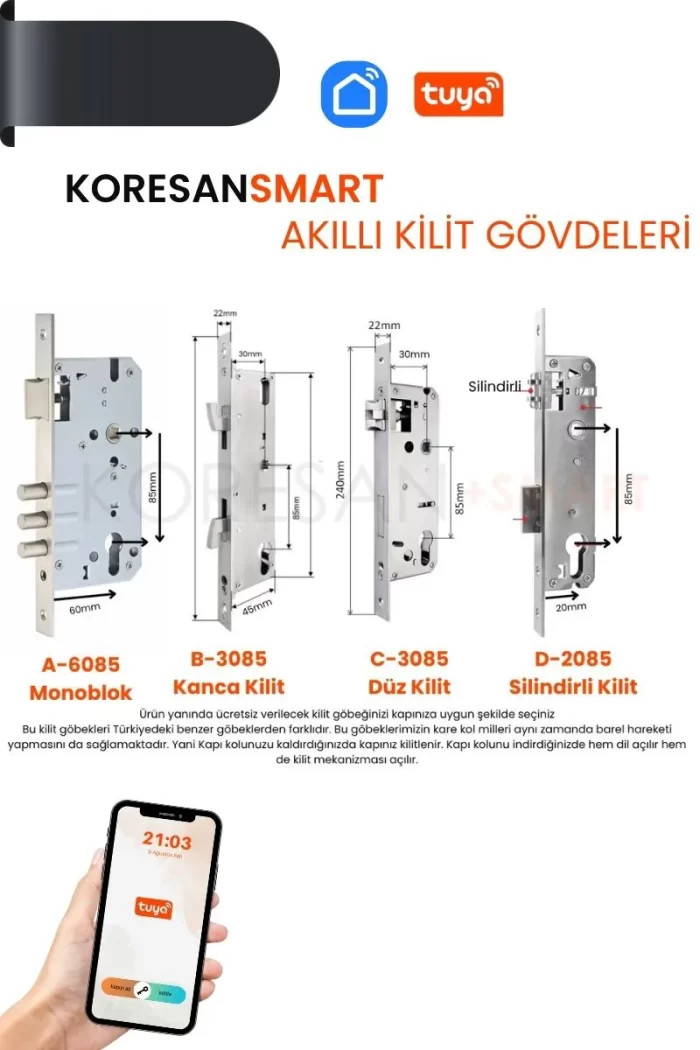Akıllı Kilit Gövdeleri Ölçü ve Türleri
