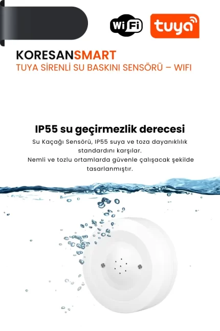 Tuya Sirenli Su Baskını Sensörü WiFi