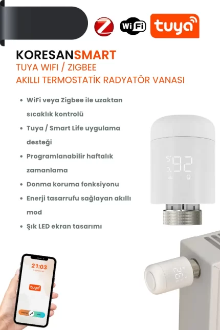 Tuya WiFi / Zigbee Akıllı Termostatik Radyatör Vanası
