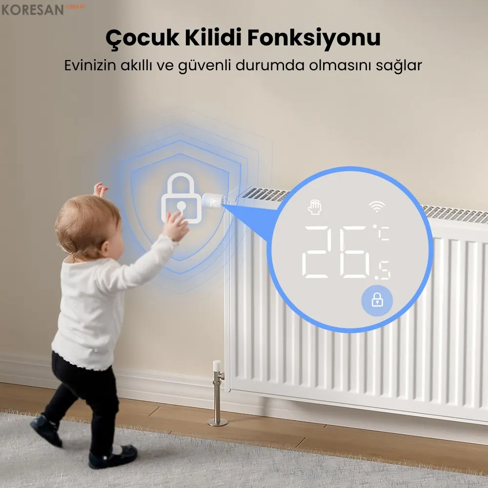 Tuya WiFi / Zigbee Akıllı Termostatik Radyatör Vanası çocuk kilidi fonksiyonu