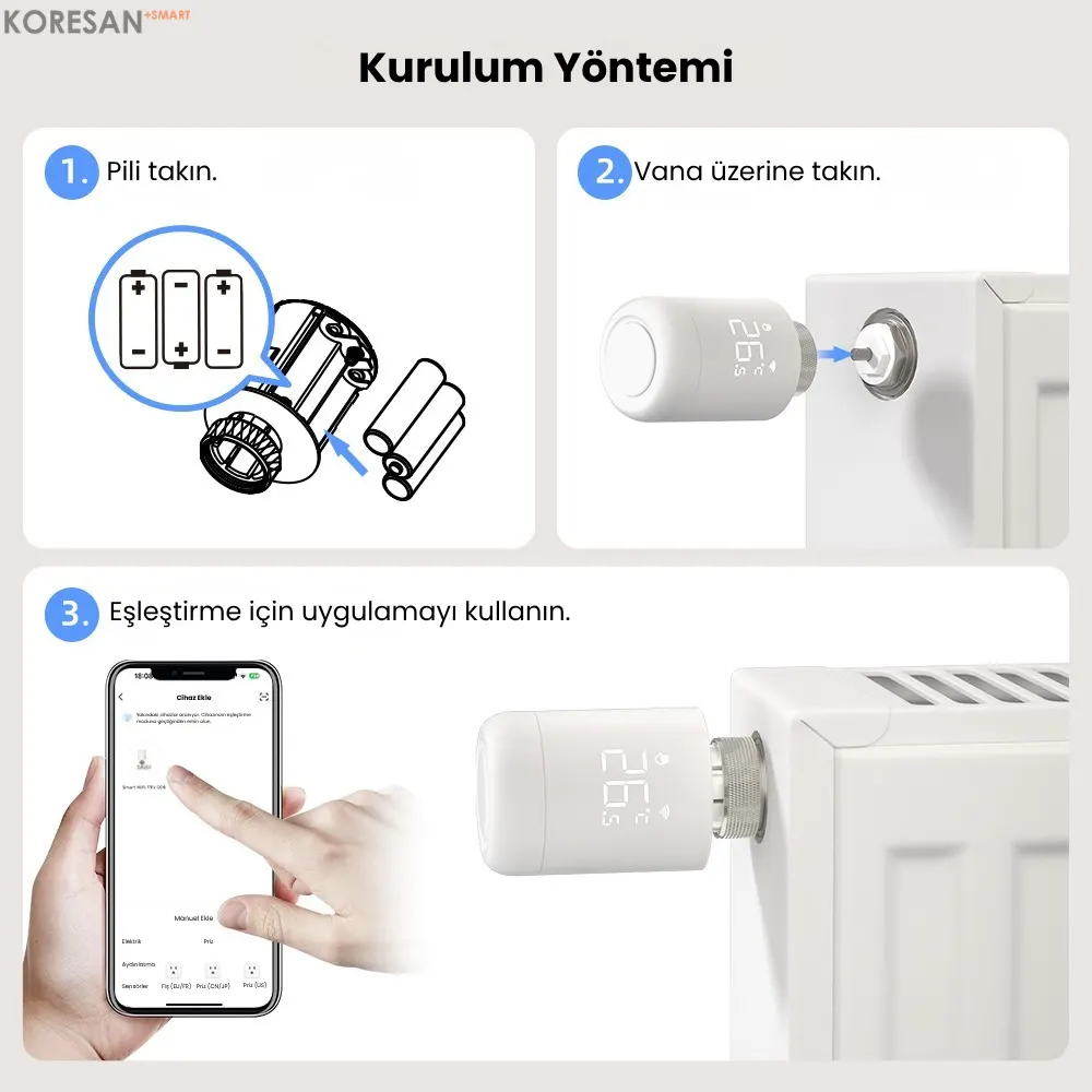 Tuya WiFi / Zigbee Akıllı Termostatik Radyatör Vanası kurulum yöntemi