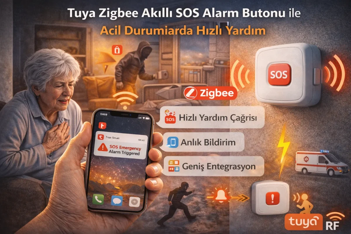 Tuya Zigbee Akıllı SOS Alarm Butonu ile Acil Durumlarda Hızlı Yardım - Smart Koresan