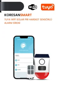 Tuya WiFi Solar PIR Hareket Sensörlü Alarm Sireni