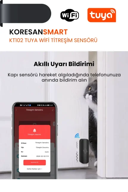 KT102 Tuya WiFi Titreşim Sensörü - Smart Koresan