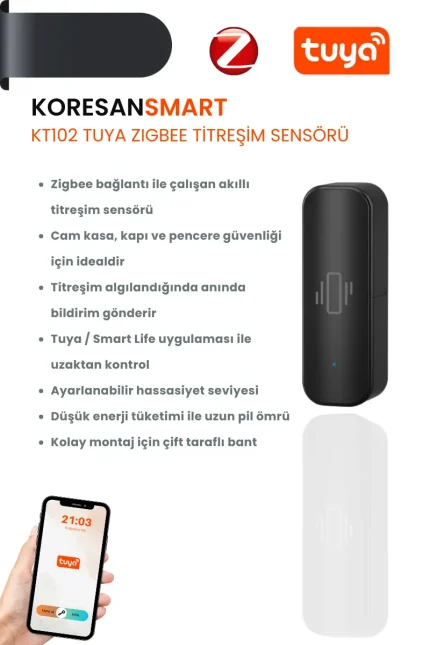 KT102 Tuya Zigbee Titreşim Sensörü - Smart Koresan