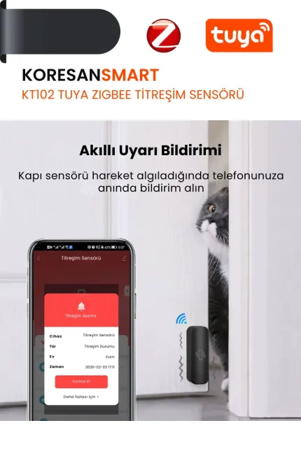 KT102 Tuya Zigbee Titreşim Sensörü - Smart Koresan
